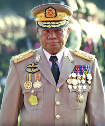 Burmese junta leader Senior Gen. Than Shwe, is seen here in March during a military parade in Rangoon.